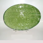 Best Selling Christmas Embossed Design Oval Shape Ceramic Dinner Plate