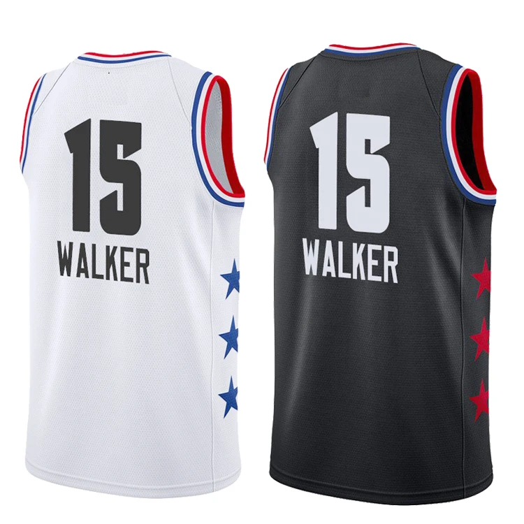 Los hombres bordado uniformes de baloncesto de alta calidad 2019 #15 Kemba Walker Jersey de baloncesto