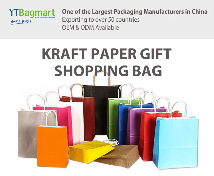 handle paper kraft pouch jewelry logo printed thank you gift bag