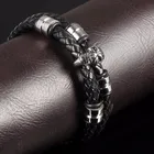 guangzhou punk style charm skull strand dual leather bracelet men jewelry