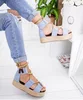 CY-51 2019 women's Strappy platform sandals Exaggerated colorful leather thick heel sandals for women with straw weaving sole