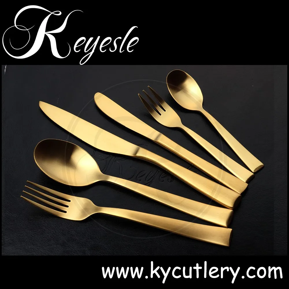 wedding flatware gold, matte gold cutlery, matte gold plated flatware wholesale, View matte gold ...