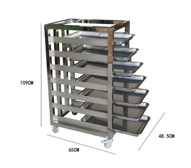 移动式熟食架金属烤盘糕点托盘架不锈钢厨房餐架面包货架超市