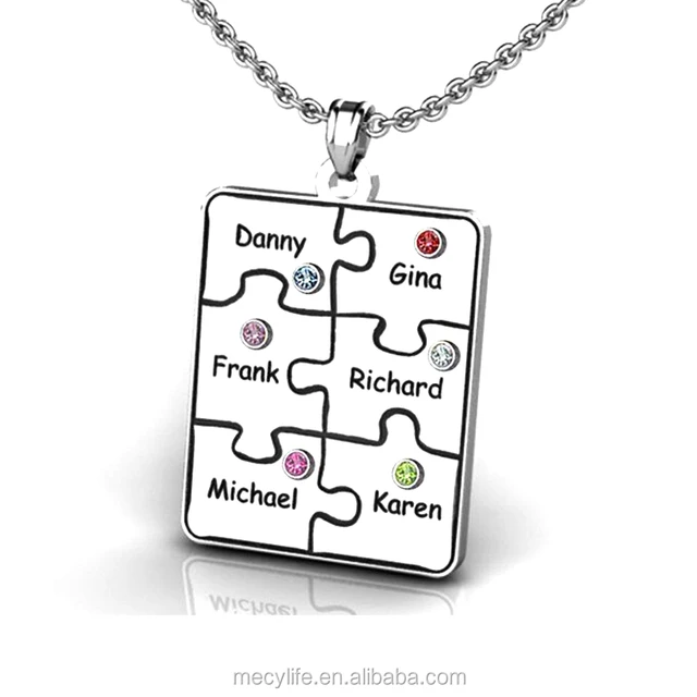 mecylife rectangle pendant life tree names birthstone inlaid