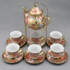 Wholesale 13pcs Ceramic Coffee Cup Set With Gold Plating For Gift