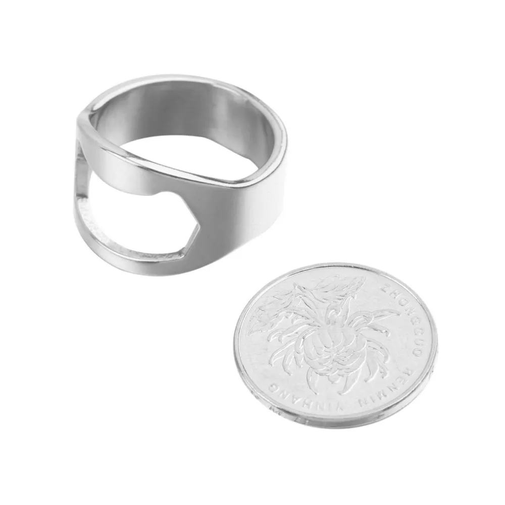 2PCs Stainless Steel Finger Ring Ring-Shape Beer Bottle Opener for Beer Bar Tool