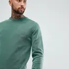 Spring Custom Men Long Sleeve Green Fleece Wholesale Fashion Slim Fit Pullover Sweatshirts