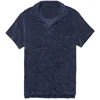 Mens Navy Soft Cotton Terry Towelling Fabric Holiday Essential Plain Polo Shirts