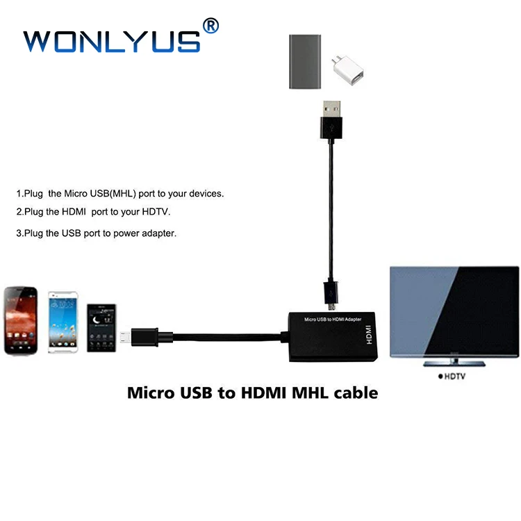 Micro USB to HDMI Cable Adapter,Mirco to HDMI 1080P Video Graphic Converter, Compatible with Samsung Galaxy S5, S4, S3 etc - ANKUX.COM