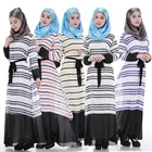 middle east clothing striped chiffon abaya for muslim women