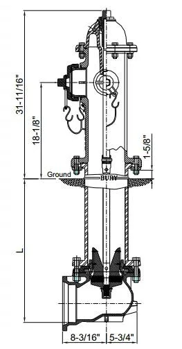 fire hydrant dimensions detail drawing