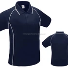 mens custom polyester cooldry navy blue white piping navy white striped ribbed collar polo shirt