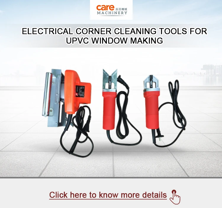 Electrical corner cleaning machine for upvc window and door