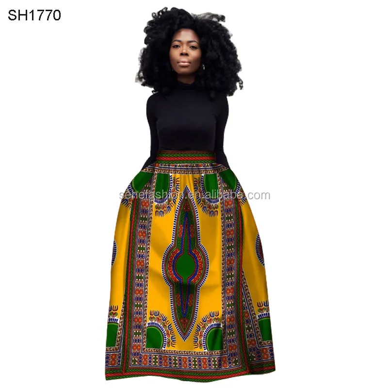 12 لون الجملة القطن الحقيقي الشمع النسيج التقليد الأفريقي نمط dashiki فستان ماكسي
