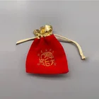 Soft custom jewelry velvet drawstring pouch bag for gift bags