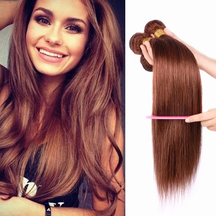 Wholesale Raw Indian Hair Chocolate Color 24inch Hair Weave With