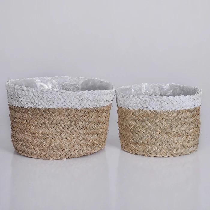 lining planter pots round garden flower wicker hanging basket