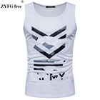 personality printing mens gym tank top elasticity O-neck undershirt vest