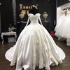 Custom made plus size white long sleeve crystal lace applique bridal gowns lace bride dress luxury African wedding dress 2019