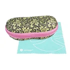 Two Tone Floral Eyewear Zipper Case and Bonus microfiber Cleaning Cloth