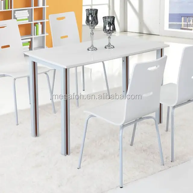 White modern wood dining room rectangular table sets(FOH-BC32)
