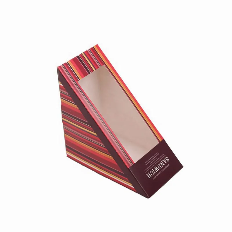 custom triangle paper box packaging sandwich, disposable folding