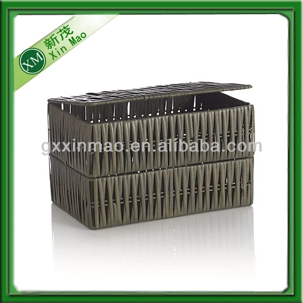 bali lidded tote plastic rattan basket