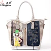 2017 wholesale Denim PU luxury elegant ladies bags ladies handbag new style shoulder bag guangzhou handbag factory