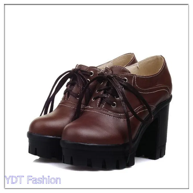 Fashion Women Ankle Boots High Heels Lace up Autumn Boots Platform Pumps Women Boots Free Shipping B08