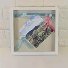 Top sale linen inner board frame diy pins photo ticket collect wood box solid wooden 12x12 shadow box frame