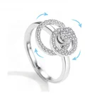 Real 925 sterling silver Round Cut Rotatable Ring Cubic Zirconia Diamond Adjustable New Design