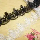 6.5cm width black & white crown water soluble embroidery lace trim schiffli lace design for Wedding dress, for clothes