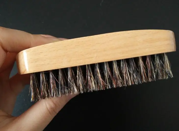 Stock Boar Bristle brush, square beech brush, male special beard brush, can engrave logo