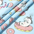 100% Cotton digital printed plain poplin unicorn pattern fabric for dress and kids