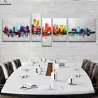5 Panels ABSTRACT COLORFUL CITY Canvas Print Painting Modern Wall Art Picture HD Print For Home Decor