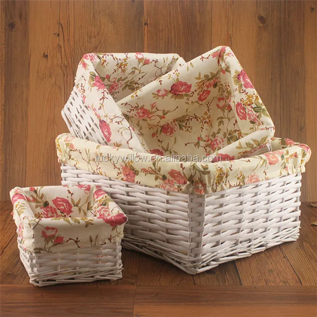 4-piece natural white empty wicker storage basket set wedding