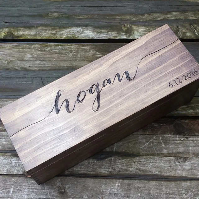 custom champagne personalized gift box/ large wooden wine box
