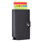 New arrival wholesale custom color genuine leather luxury slim multifunction aluminium credit card holder