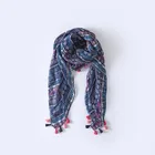 Vintage viscose stole lady tudung bawal square hijab scarf with tassel LADIES HIJAB
