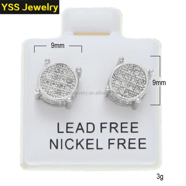 Hip-hop ice out jewelry gold plated earrings 925 silver High Quality earrings Whole sale Female jewelry earrings