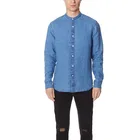 Men Fashion Custom Wholesale Henley Long Sleeve Collarless Linen Shirts
