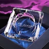Square Shape Engraved Crystal Ashtray with Company Custom Logo for Business Gift