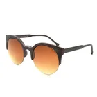 uv400 Custom eyewear Cat eye Half frameless Cheap wood PC Fashion sunglasses newest 2019