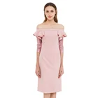 Latest Design Elegant Dresses Sequin Sleeve Ladies Banquet Ruffle Off Shoulder Women Bodycon Maxi Dress