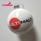 Custom Decor White Christmas Gift Glass Ball With Printed Company Logo
