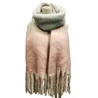 Fashionable warm elegant lady winter tassel shawl scarf