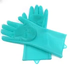 Reusable Silicone Dish Washing Gloves- Silicone Scrubber Gloves with Brush