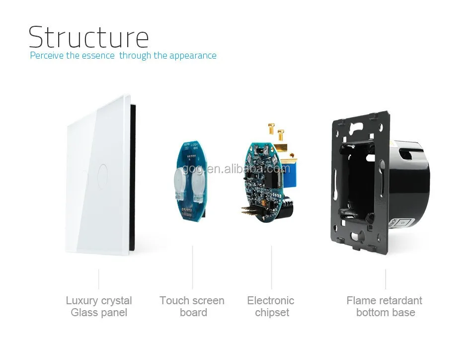 Crystal glass panel z-wave zigbee wireless remote control on off led light switch - ANKUX.COM