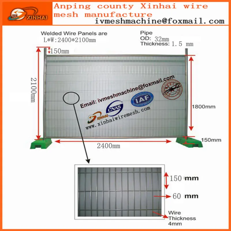 fence accessories: welded wire mesh panel, clamps, feet/ base