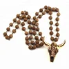 Fashion Open Druzy Stone Rosary Chain Bull OX head Charm Pendant Necklaces Women Necklace Bohemian Tribal Jewelry